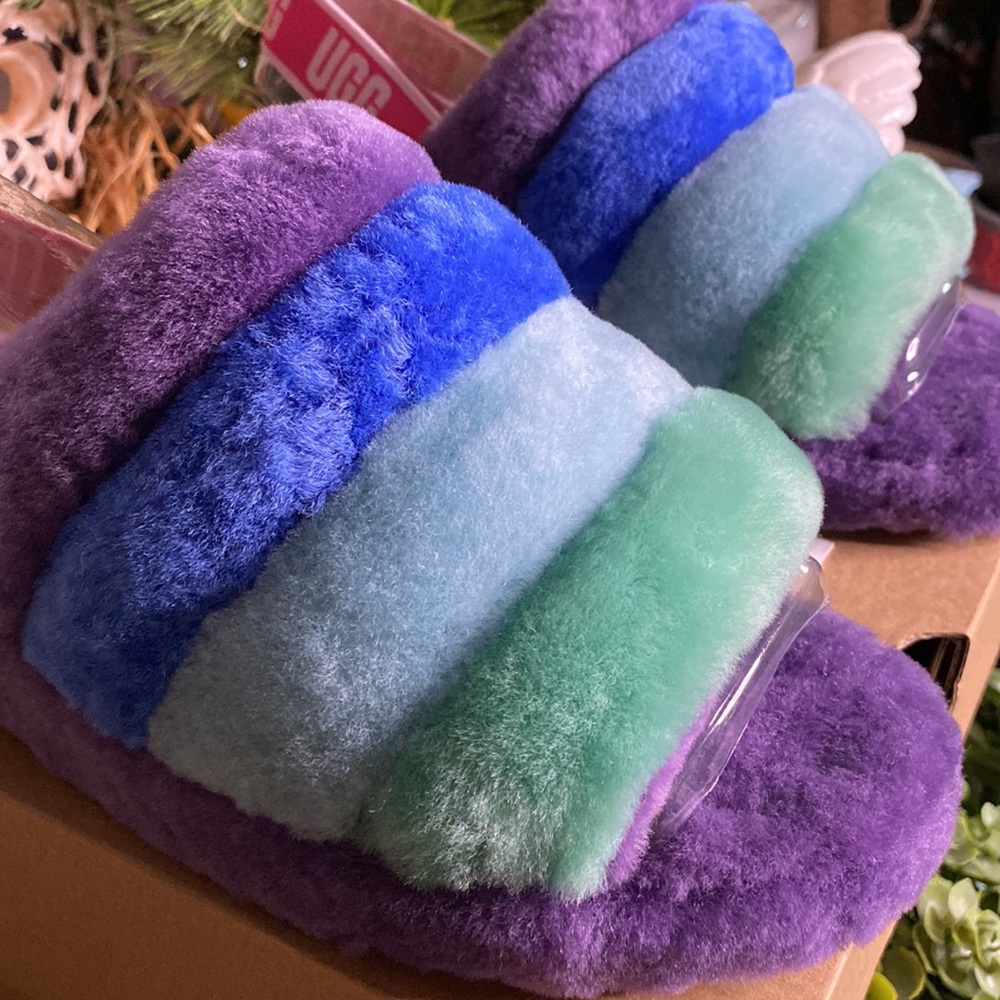 Ugg Pride Fluff Yeah Wedge Slide with Elasticated Strap